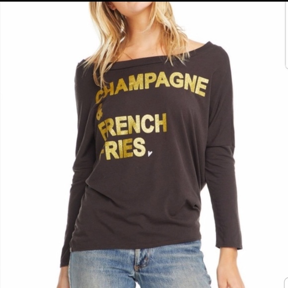 Chaser Tops - Chaser Champagne and French fries shirt small